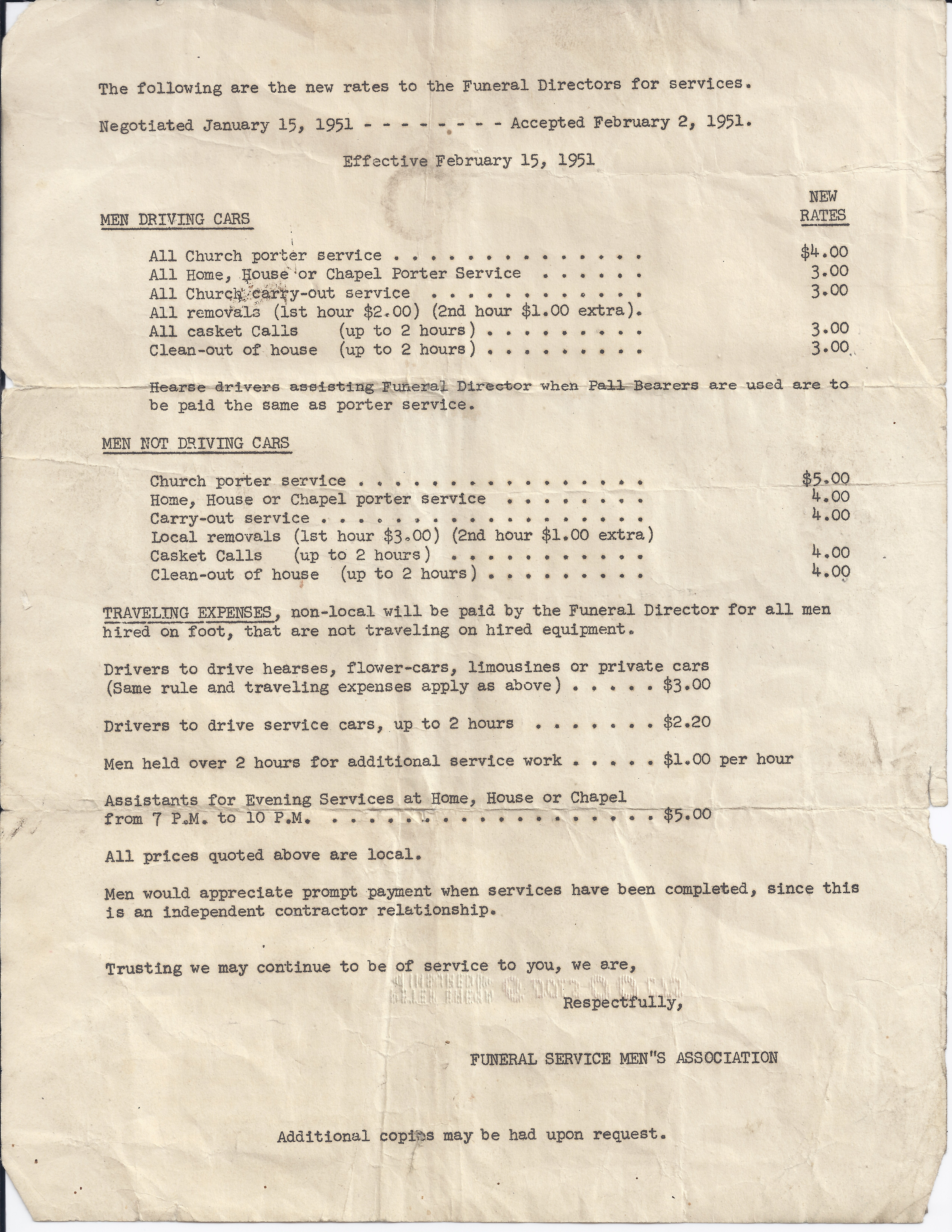 1951 Funeral Prices